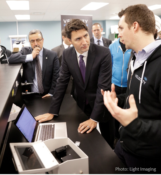 Justin Trudeau gets a demonstration of OpenSPR from Nicoya Lifesciences Justin Trudeau gets a demonstration of OpenSPR from Nicoya Lifesciences